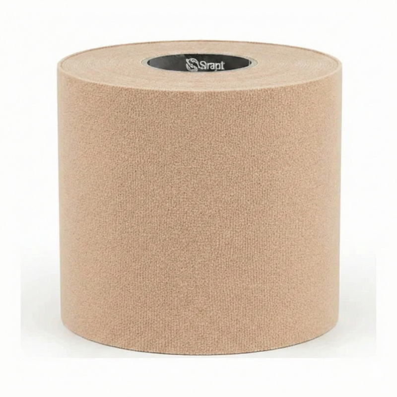 Een rol beige kinesiotape met een getextureerd, stofachtig oppervlak en het zichtbare "sprint" merklogo op de centrale kern